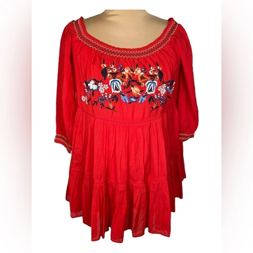 FREE PEOPLE SUNBEAMS EMBROIDERED BOHO
MINI DRESS SIZE XS - Picture 4 of 10